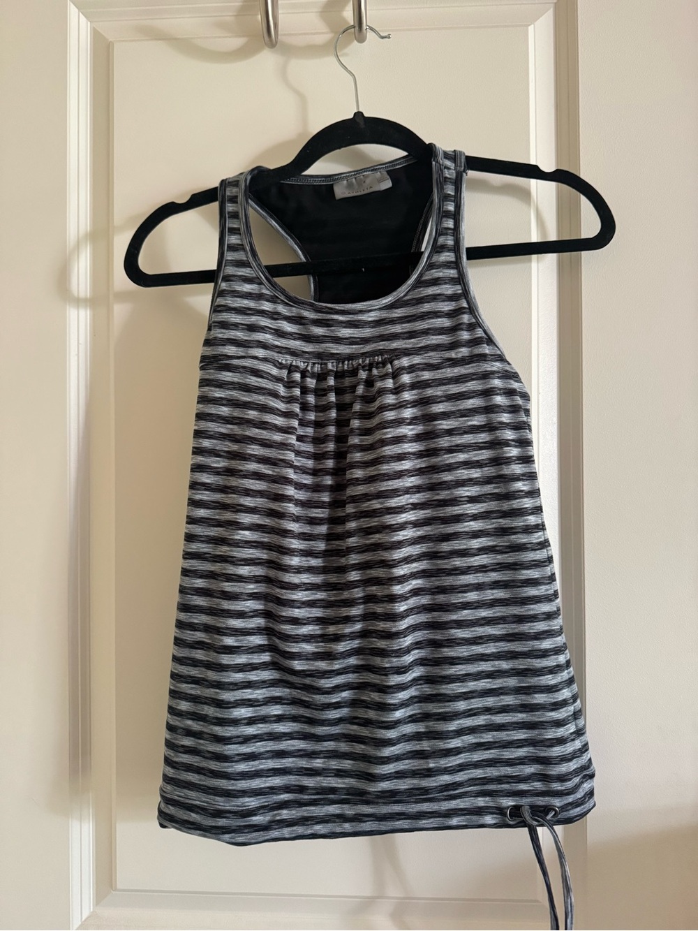 Athleta Black & Gray Striped Racerback Tank